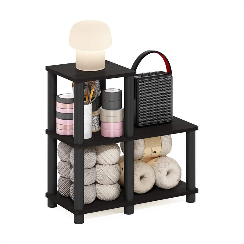 Furinno TURN-N-TUBE Engineered Wood Accent Decorative Shelf in Espresso/Black