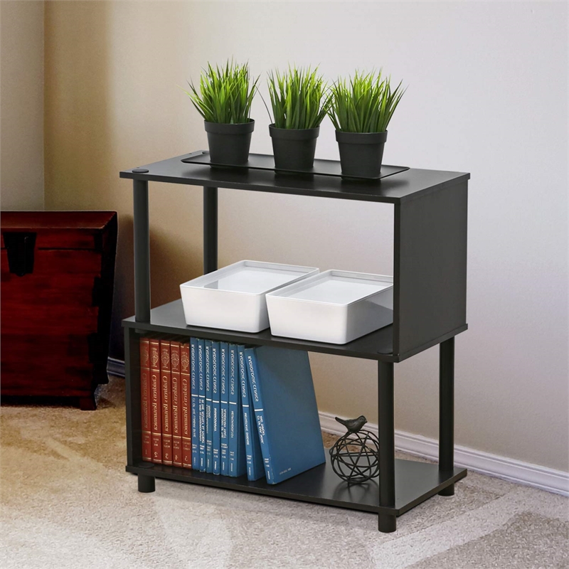 Furinno Flexi Contemporary Engineered Wood 3-Tier Rack in Espresso