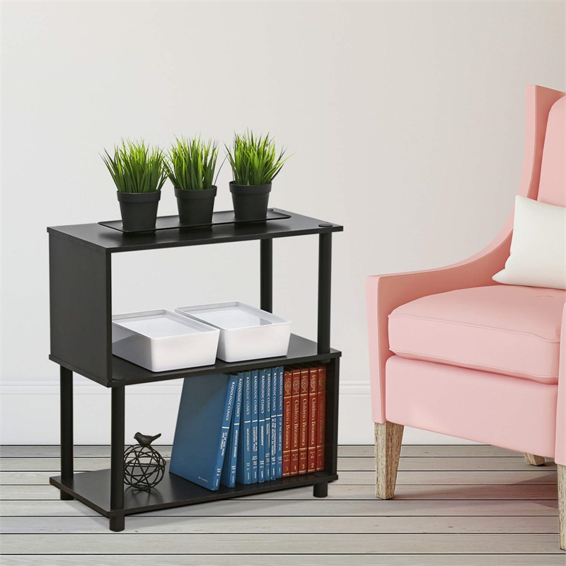 Furinno Flexi Contemporary Engineered Wood 3-Tier Rack in Espresso
