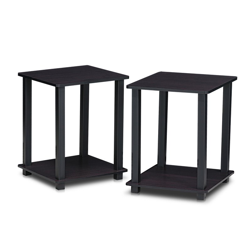 Furinno Engineered Wood SIMPLISTIC End Table in Dark Walnut (Set of 2)