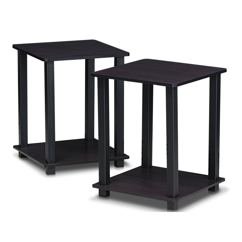 Furinno Engineered Wood SIMPLISTIC End Table in Dark Walnut (Set of 2)