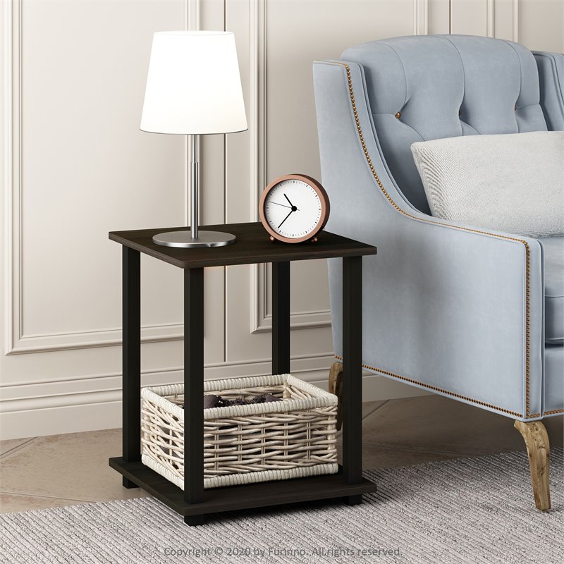 Furinno Engineered Wood SIMPLISTIC End Table in Espresso/Black (Set of 2)