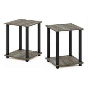 Furinno Engineered Wood SIMPLISTIC End Table in French Oak Gray/Black (Set of 2)