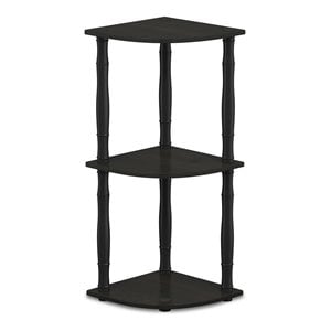 Furinno TURN-N-TUBE Wood 3-Tier Corner Display Rack w/ CLASSIC Tubes in Espresso