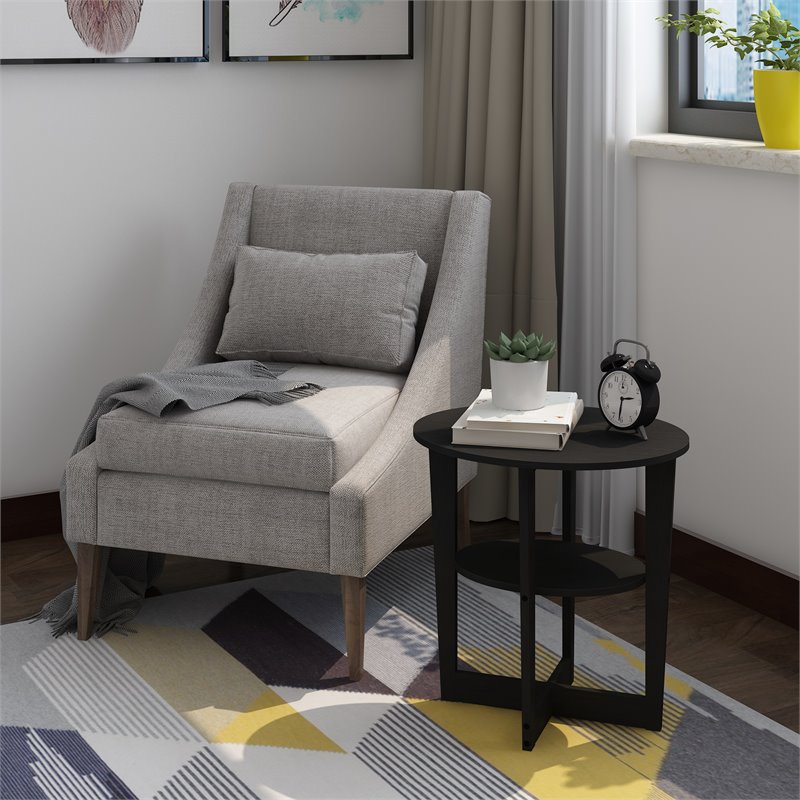 Furinno JAYA Contemporary Engineered Wood Oval End Table in Walnut