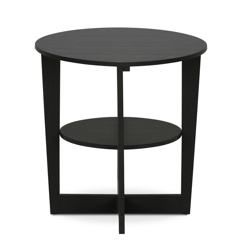 Furinno JAYA Contemporary Engineered Wood Oval End Table in Walnut