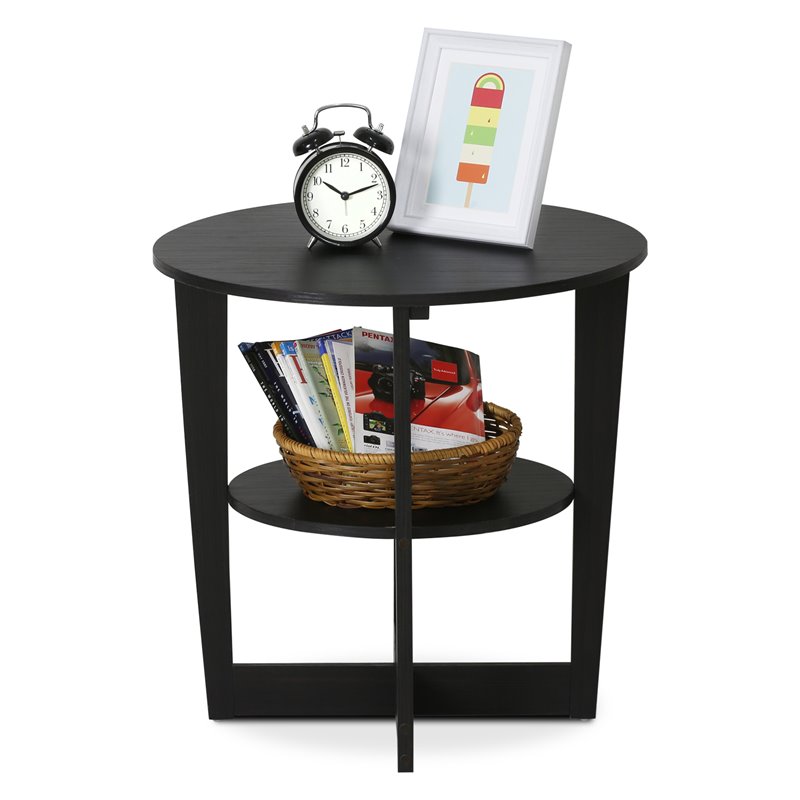 Furinno JAYA Contemporary Engineered Wood Oval End Table in Walnut