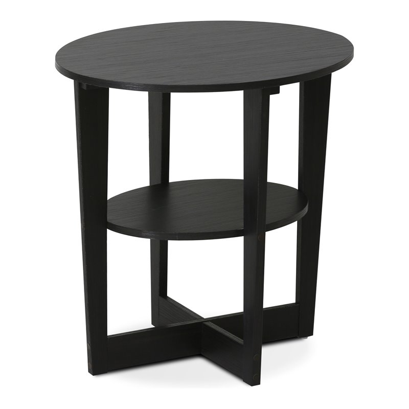 Furinno JAYA Contemporary Engineered Wood Oval End Table in Walnut