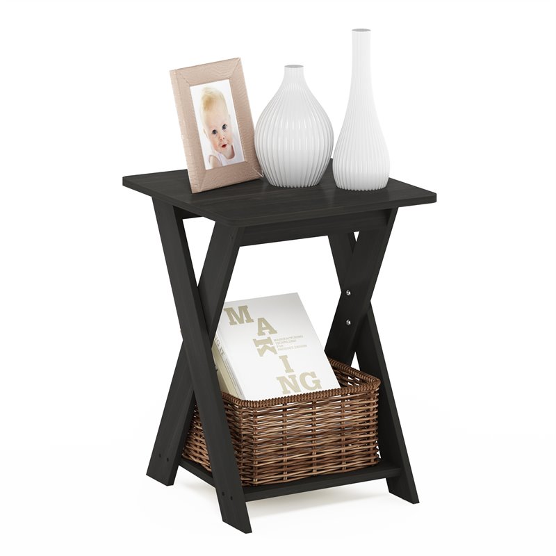 Furinno Modern Engineered Wood SIMPLISTIC Criss-Crossed End Table in Espresso