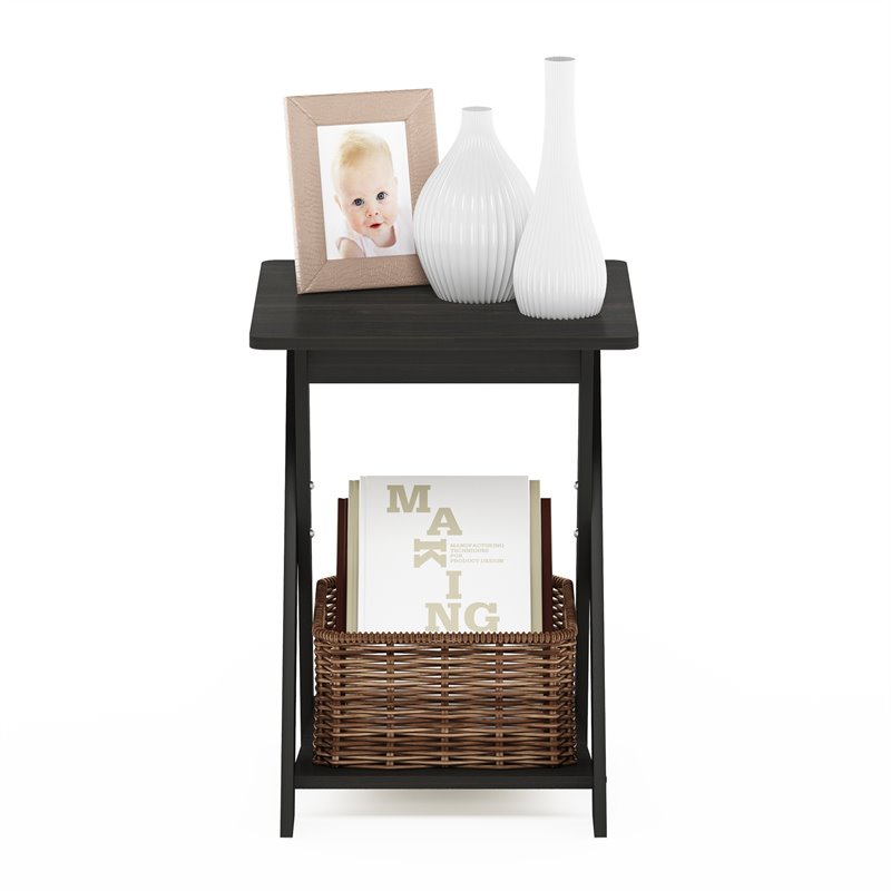Furinno Modern Engineered Wood SIMPLISTIC Criss-Crossed End Table in Espresso