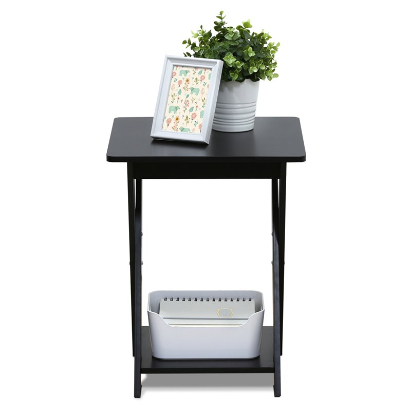Furinno Modern Engineered Wood SIMPLISTIC Criss-Crossed End Table in Espresso