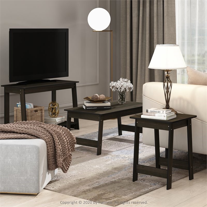 Furinno Contemporary Engineered Wood BEGINNING End Table in Espresso