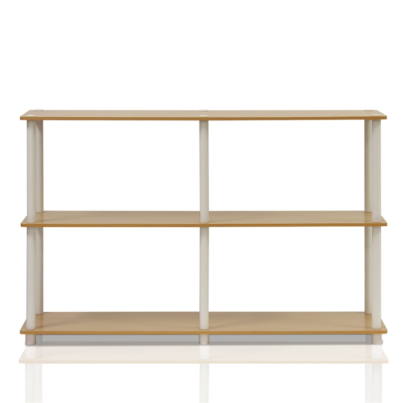 Furinno TURN-N-TUBE Wood 3-Tier Double Size Storage Display Rack in Natural