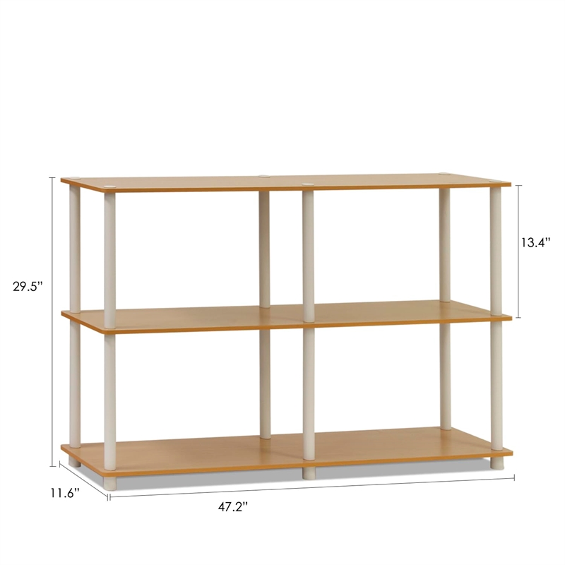 Furinno TURN-N-TUBE Wood 3-Tier Double Size Storage Display Rack in Natural