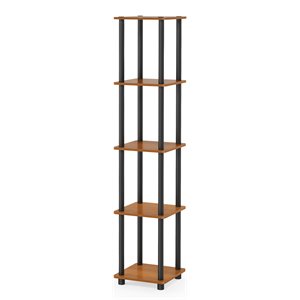 Furinno TURN-N-TUBE Wood 5-Tier Corner Rack Display Shelf in Light Cherry/Black