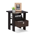 Furinno ANDREY Wood End Table with Bin Drawer in Dark Walnut (Set of 2)