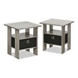Furinno ANDREY Wood End Table with Bin Drawer in French Oak Gray (Set of 2)