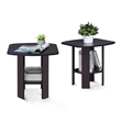 Furinno Engineered Wood Simple Design End Table in Dark Walnut (Set of 2)