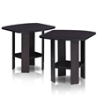 Furinno Engineered Wood Simple Design End Table in Dark Walnut (Set of 2)