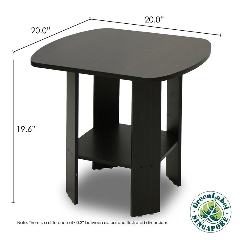 Furinno Engineered Wood Simple Design End Table in Espresso (Set of 2)