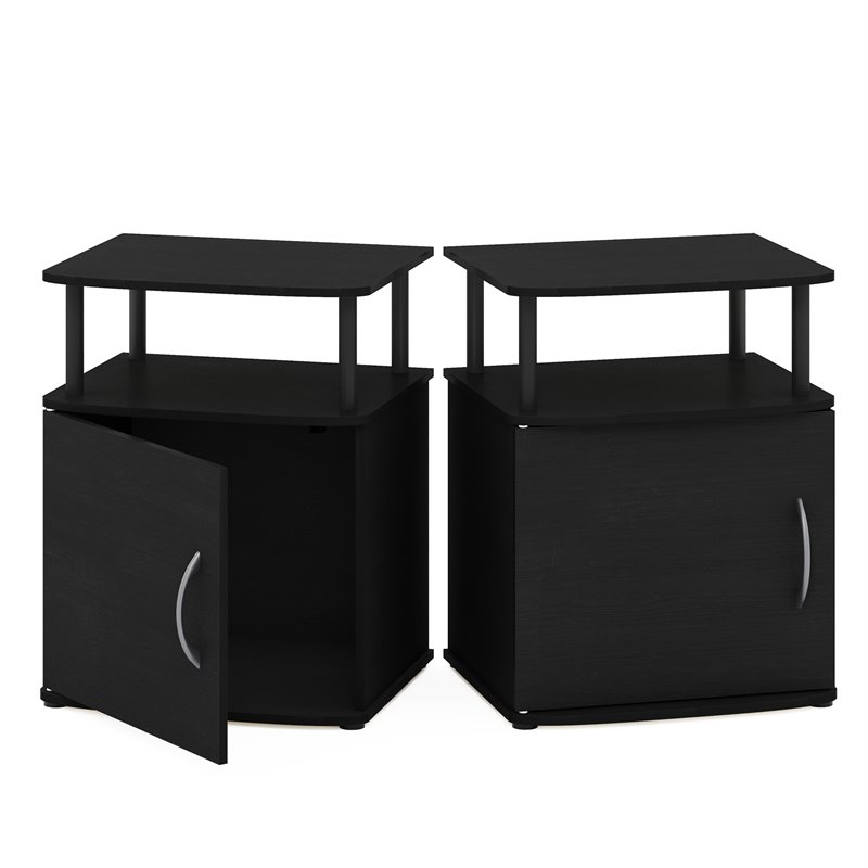Furinno JAYA Engineered Wood Utility Design End Table in Black (Set of 2)