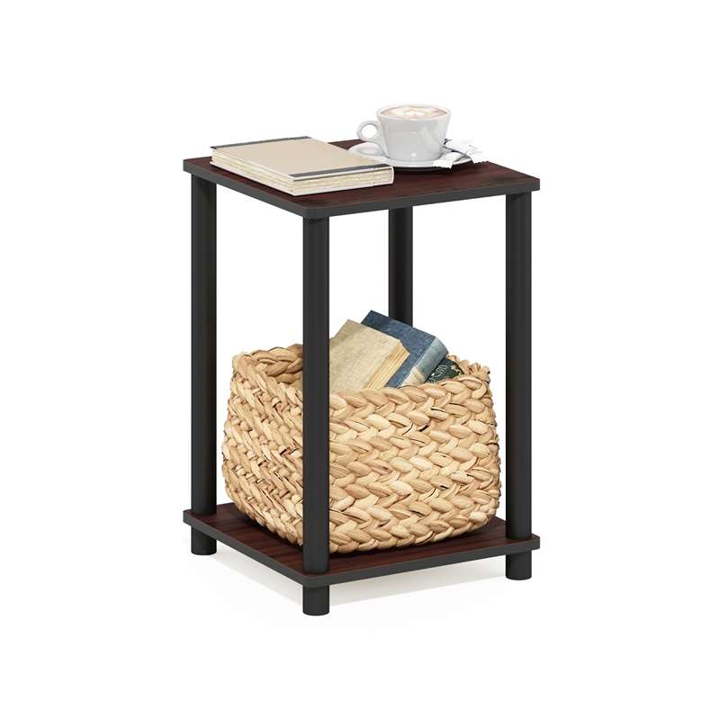 Furinno TURN-N-TUBE Haydn Engineered Wood End Table in Dark Cherry/Black