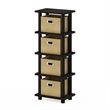 Furinno TURN-N-TUBE Engineered Wood 4-Bins System Rack in Espresso/Black