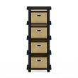 Furinno TURN-N-TUBE Engineered Wood 4-Bins System Rack in Espresso/Black