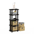 Furinno TURN-N-TUBE Engineered Wood 4-Bins System Rack in Espresso/Black
