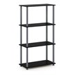 Furinno TURN-N-TUBE Wood 4-Tier Multipurpose Shelf Display Rack in Black/Gray