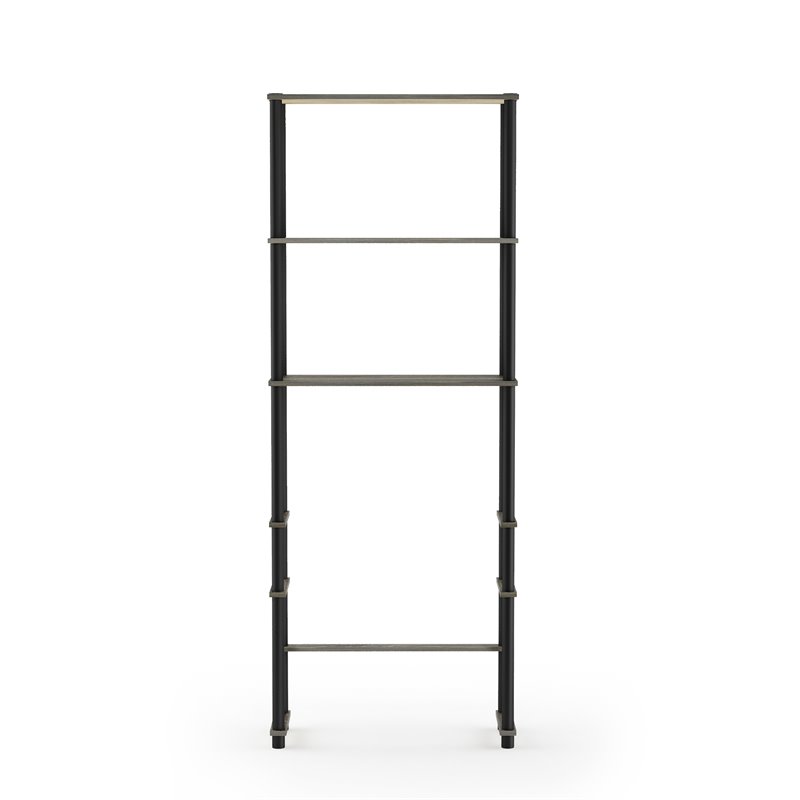 Furinno TURN-N-TUBE Wood Toilet Space Saver with 3 Shelves in Oak Gray/Black