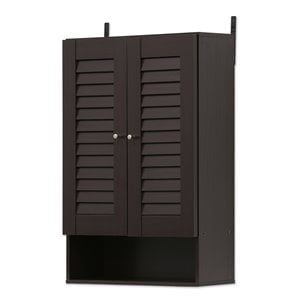 Furinno INDO Contemporary Engineered Wood Double Door Wall Cabinet in Espresso