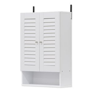 Furinno INDO Contemporary Engineered Wood Double Door Wall Cabinet in White