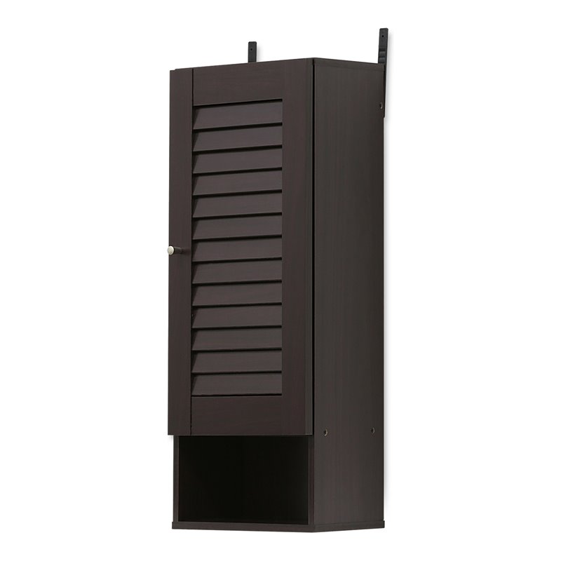 Furinno INDO Contemporary Engineered Wood Slim Wall Cabinet in Espresso