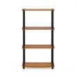 Furinno TURN-N-TUBE Wood 4-Tier Shelf Display Rack in Light Cherry/Black