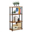 Furinno TURN-N-TUBE Wood 4-Tier Shelf Display Rack in Light Cherry/Black