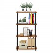 Furinno TURN-N-TUBE Wood 4-Tier Shelf Display Rack in Light Cherry/Black