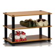Furinno TURN-S-TUBE Engineered Wood 3-Tier Shoe Rack in Light Cherry/Black