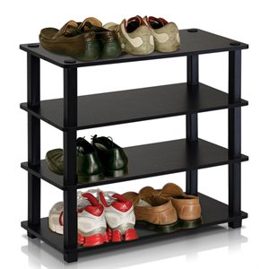 Furinno TURN-S-TUBE Engineered Wood 4-Tier Shoe Rack in Espresso/Black