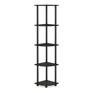 Furinno TURN-N-TUBE Wood 5 Tier Corner Display Rack in Espresso/Black