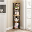 Furinno TURN-N-TUBE Wood 5 Tier Corner Display Rack in Light Cherry/Black