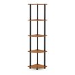 Furinno TURN-N-TUBE Wood 5 Tier Corner Display Rack in Light Cherry/Black
