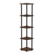 Furinno TURN-N-TUBE Wood 5 Tier Corner Display Rack in Walnut/Brown