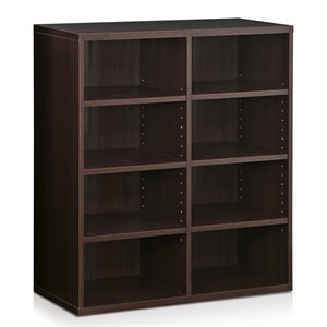Furinno INDO Engineered Wood 4x2 Stackable Accessories Storage Shelf in Espresso