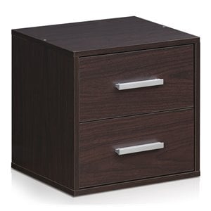 Furinno INDO Engineered Wood Petite Stackable 2-Drawers Storage Cube in Espresso