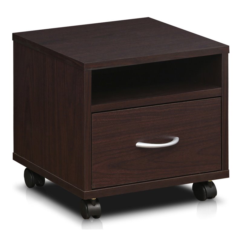 Furinno INDO Engineered Wood Petite Utility Cart with Casters in Espresso