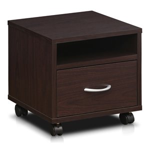 Furinno INDO Engineered Wood Petite Utility Cart with Casters in Espresso