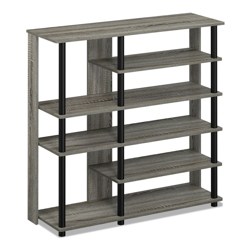 Furinno TURN-N-TUBE Engineered Wood Multi Storage Shoe Rack in French Oak Gray