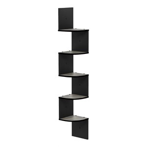 Furinno ROSSI Wood Wall Mount Floating Radial Corner Shelf in French Oak Gray