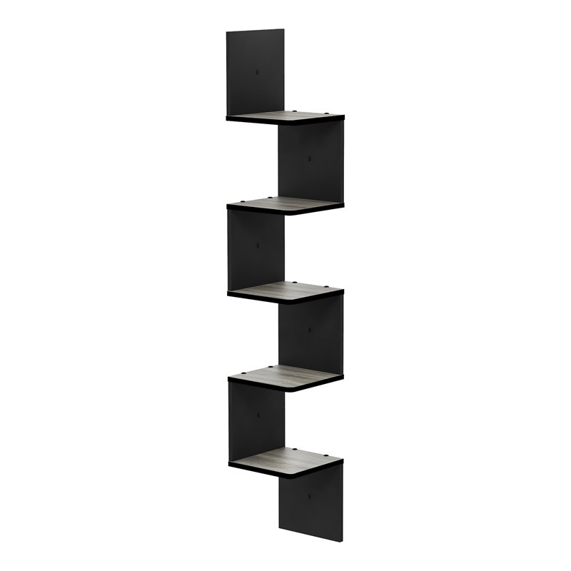 Furinno ROSSI Wood Wall Mount Floating Corner Square Shelf in Espresso